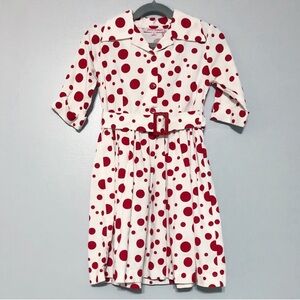 Kayce Hughes Vintage Inspired Polka Dot Belted A-Line Dress